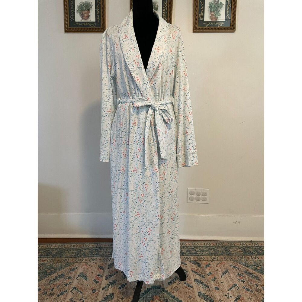 Charter Club Intimates 100% cotton Long Floral Wrap Robe